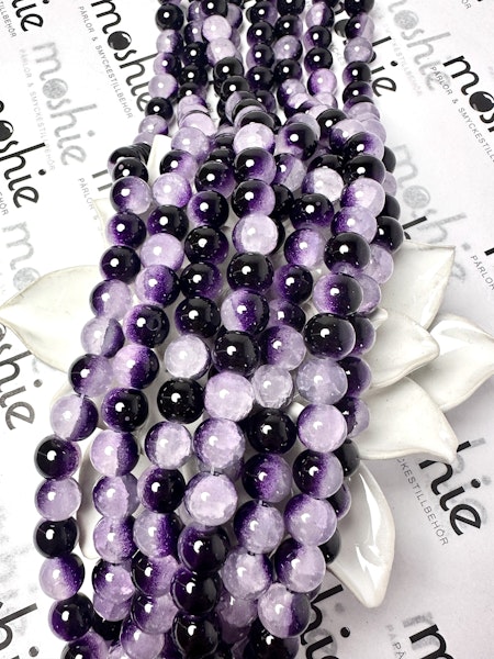 Sträng glaspärlor, Dovt Krackelerade jadeimitation indigo, 10mm (80st)