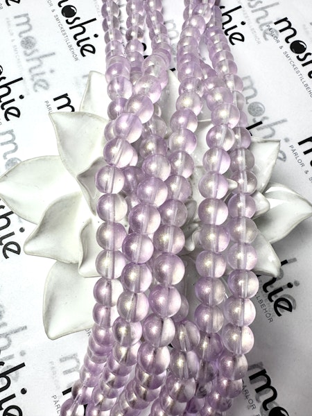 Sträng med glaspärlor, fluff cold lilac, 10mm (90st)