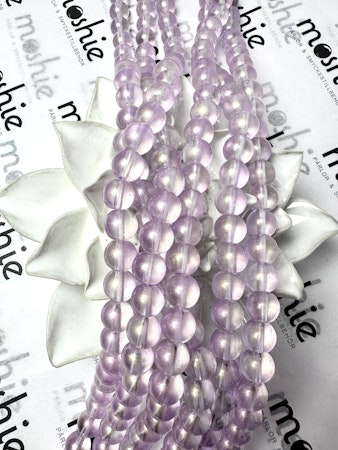 Sträng med glaspärlor, fluff cold lilac, 10mm (90st)