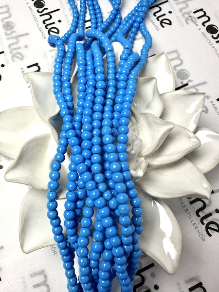 Sträng glaspärlor, baking paint, dodger blue, 4mm (200st)