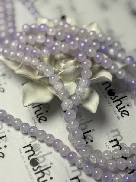 Sträng glaspärlor, Dovt Krackelerade jadeimitation lavendel, 10mm (80st)