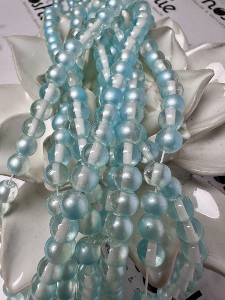 Sträng glaspärlor, night and day clear, light turquoise, 6mm (145st)