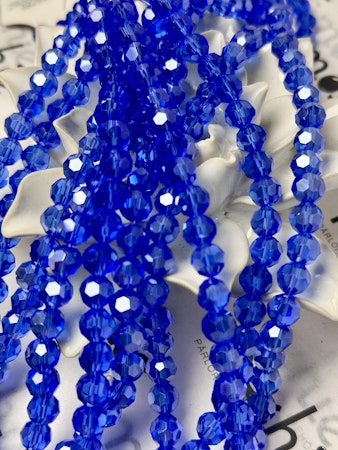 Sträng slipade runda glaspärlor, blue, 8mm (68st)