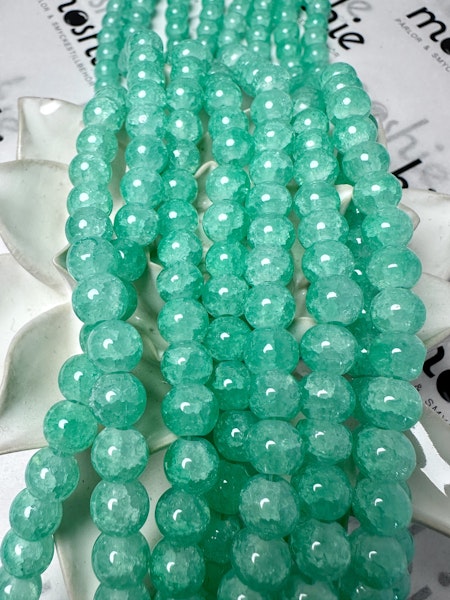 Sträng Dovt Krackelerade, Im so eucalyptus, 8mm, glaspärlor (100st)