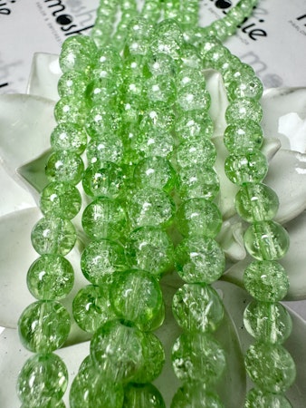 Sträng med krackelerade glaspärlor, piggelin, 8mm (100st)