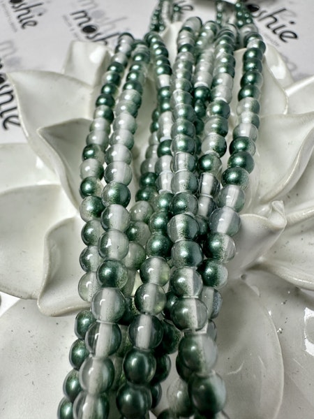 Sträng glaspärlor, night and day clear, dark slate green, 4mm (190st)