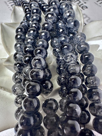 Sträng med glaspärlor, Earth black, 6mm (137st)