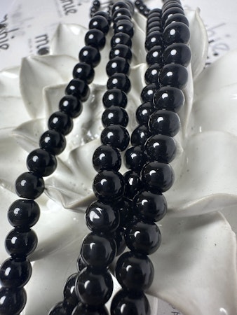 Sträng glaspärlor, baking paint, black, 6mm (133st)