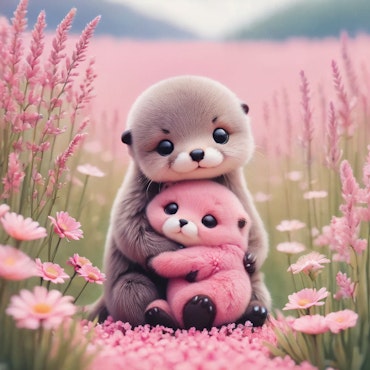 Diamond Painting, 50x50cm, otter love, komplett kit, fyrkantiga