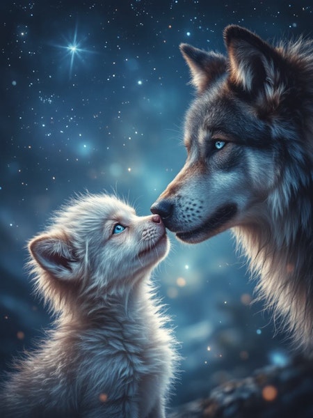 Diamond Painting, 40x50cm, Wolf love , komplett kit, fyrkantiga