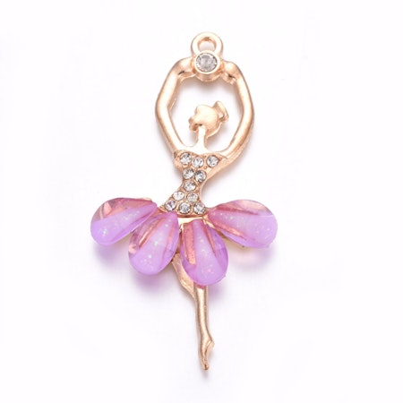 Ballerina berlock, rhinestones, violet, 6cm (st)