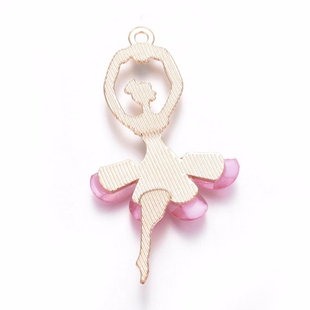 Ballerina berlock, rhinestones, rosa, 6cm (st)