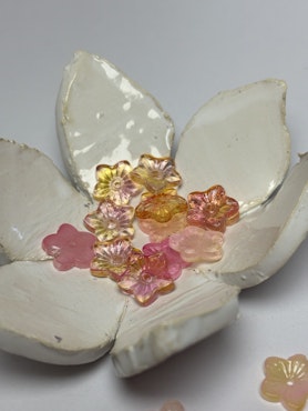Blommor av glas, Peach/pink mix, 13 mm (20st)