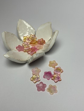Blommor av glas, Peach/pink mix, 13 mm (20st)