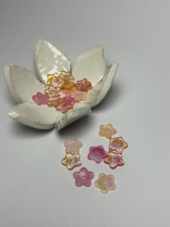 Blommor av glas, Peach/pink mix, 13 mm (20st)