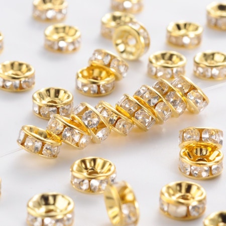 Strassrondell, 8mm, rak, guld, järn, klass B (20st)