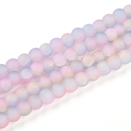 Sträng glaspärlor, frostad pastel rainbow, 4mm (220st)