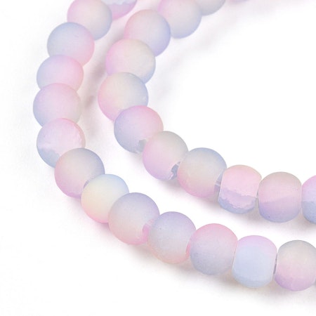 Sträng glaspärlor, frostad pastel rainbow, 4mm (220st)