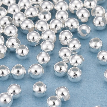 Småttisar, sterling silver 925, 2mm, runda mellandelar (50st)