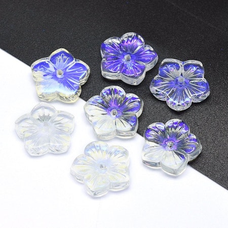 Blommor av glas, transparent AB, 12 mm (10st)