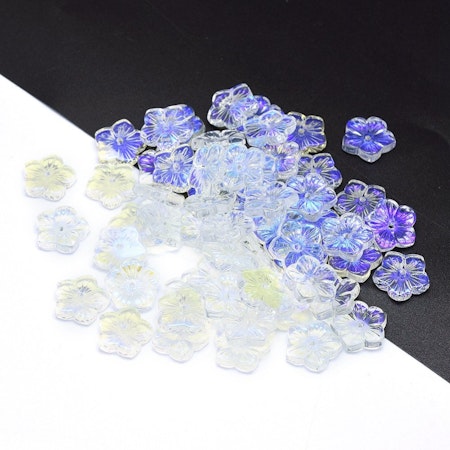 Blommor av glas, transparent AB, 12 mm (10st)
