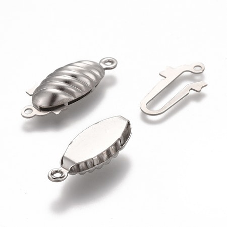 Låsklämma, platinum, rostfritt stål, 21mm, box clasp (5st)