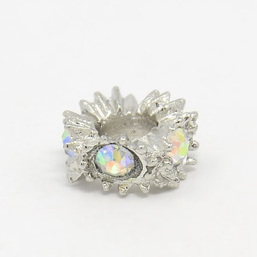 Rondeller i blandmetall, ormlänk, rhinestones AB, 12x5mm (5st)