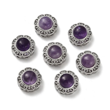 Flerhålspärla, multistrand, ametist och mässing, 14mm (st)