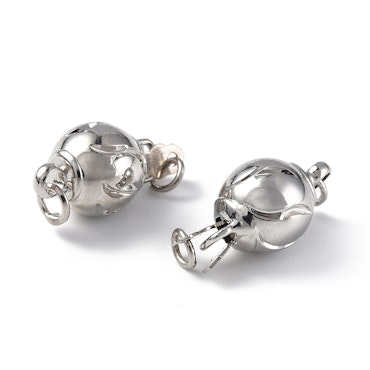Rund Låsklämma, mässing, platinum, 7,5mm, box clasp (3st)
