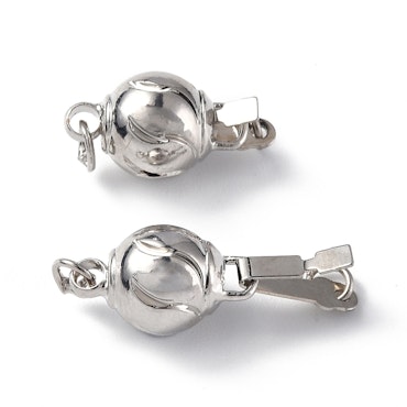 Rund Låsklämma, mässing, platinum, 7,5mm, box clasp (3st)