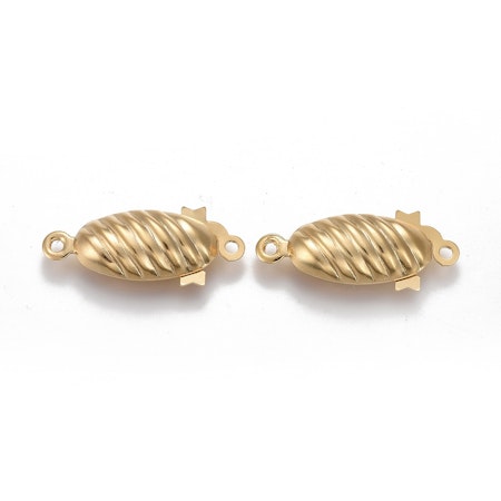 Låsklämma, 24K guld, rostfritt stål, 21mm, box clasp (5st)