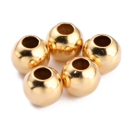 Runda pärlor, 24K guld, 4mm (50st)