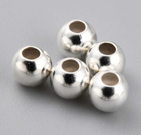 Runda pärlor, 925 sterling silver, 4mm (50st)