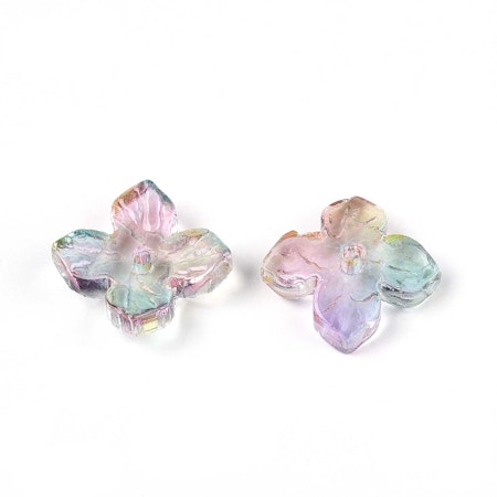 Blommor av glas, gradient rainbow, 10mm (20st)