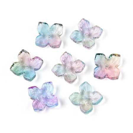 Blommor av glas, gradient rainbow, 10mm (20st)