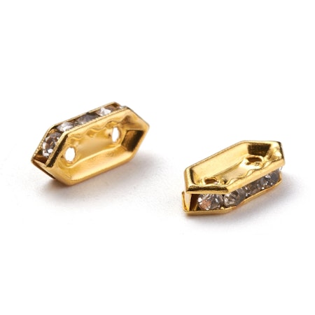 Bridge spacer, multistrand, rhinestones, hexagon, 11mm (10st)