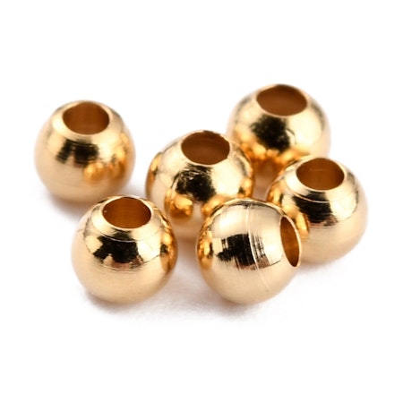 Småttisar, 24K guld, 2mm, runda mellandelar (50st)
