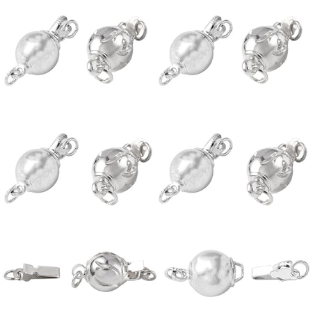 Ask med Runda Låsklämmor, mässing, platinum, box clasp (12st)
