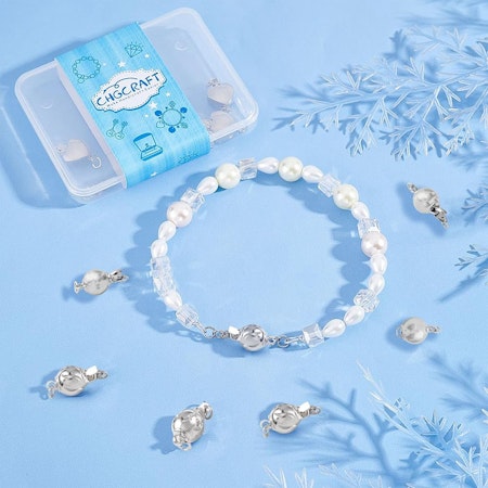 Ask med Runda Låsklämmor, mässing, platinum, box clasp (12st)