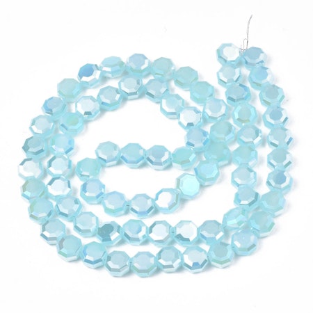 Slipade octagoner, AB-jadeimitation, sky blue, 8mm (30st)