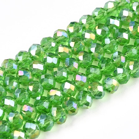 Sträng slipade rondeller, glaspärlor, green, 3,5mm (ca 110st)
