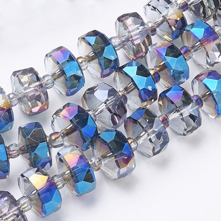 Sträng slipade deluxe rondeller, steel blue, 8mm (80st)
