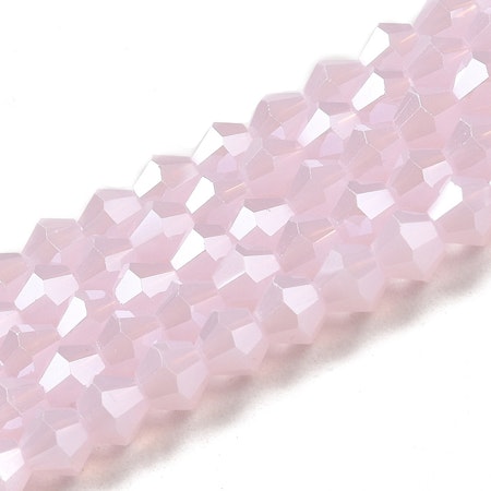 Sträng biconeslipade, pärlpläterad, ljusrosa, 4mm (85st)