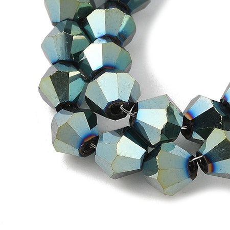Sträng biconeslipade, elektropläterad, teal, 6mm (45st)