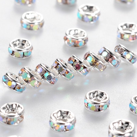 Strassrondell, 4mm, mässing, silver, GradA (20st)