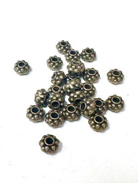 Blommor, mellandelar, antik brons, 6mm (25st)