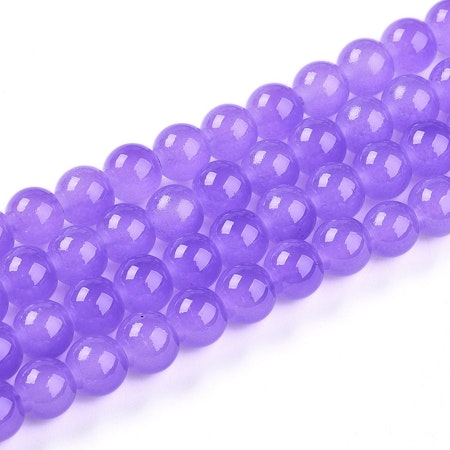 Sträng med glaspärlor, Jadeimitation, medium orchid, 8,5mm (100st)