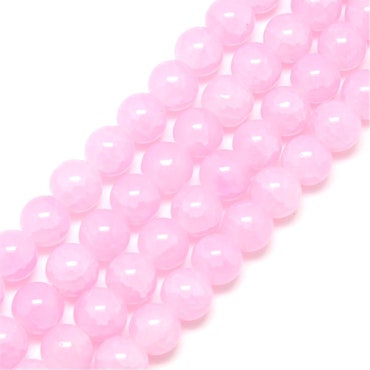 Sträng glaspärlor, Dovt krackelerade Im so pink, 8mm (100st)