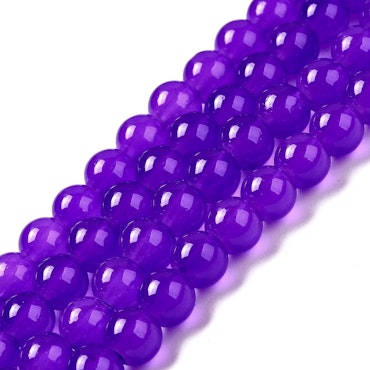 Sträng med glaspärlor, Jadeimitation, dark violet, 8,5mm (100st)