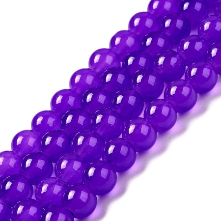 Sträng med glaspärlor, Jadeimitation, dark violet, 8,5mm (100st)